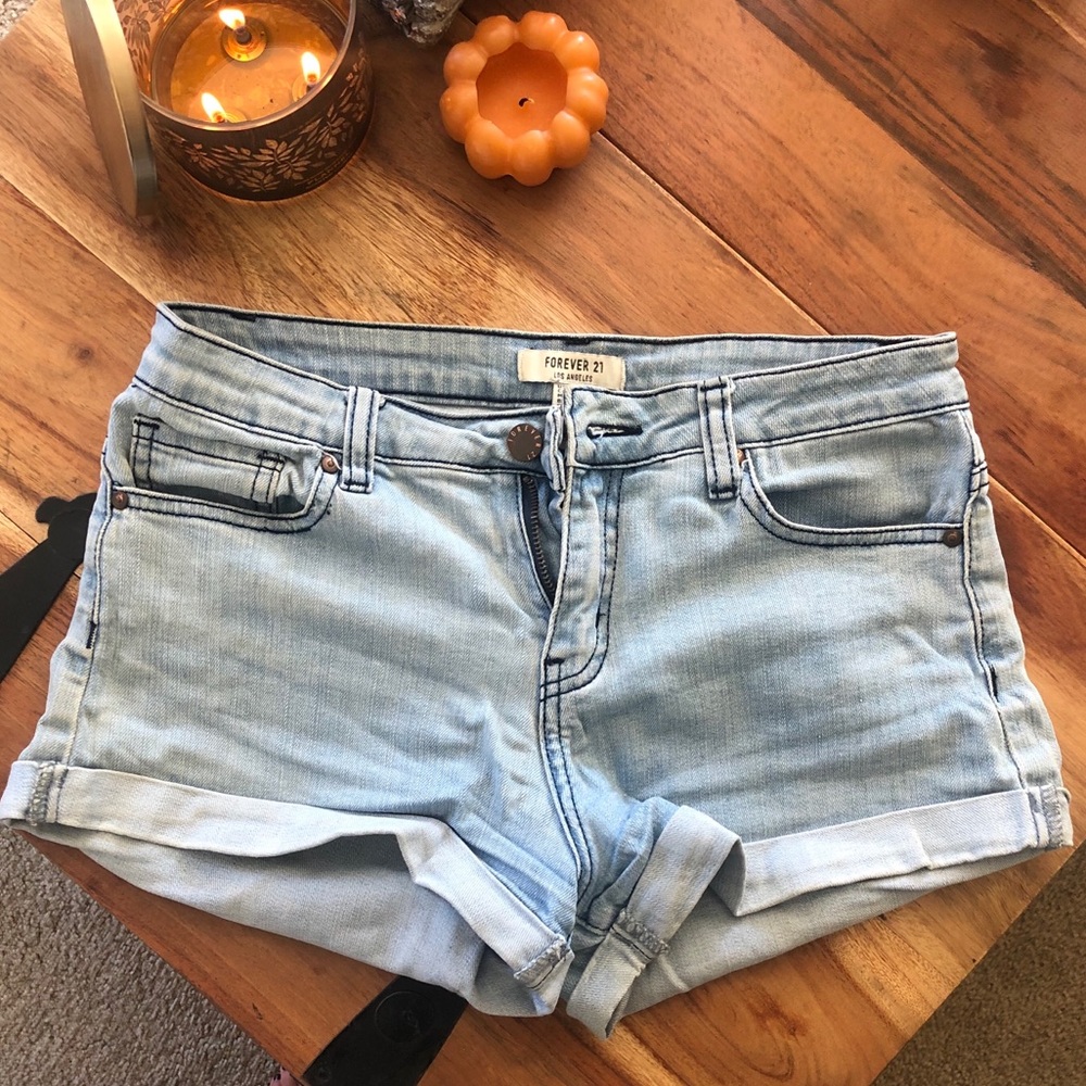 Forever 21 Light Wash High Rise Denim Shorts - Size 25